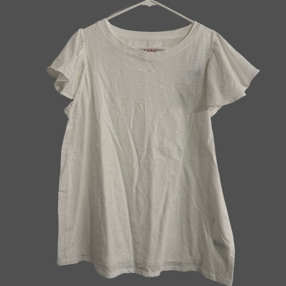 Isabel Maternity by Ingrid & Isabel White Flutter Sleeve Cotton Top Large NWT